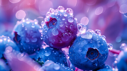 Wall Mural - Fresh Blueberries with Water Drops