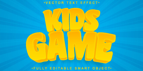 Wall Mural - Cartoon Yellow Kids Game Vector Fully Editable Smart Object Text Effect