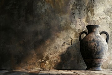 Canvas Print - Ancient Old amphora vase. Decorative vintage. Generate Ai