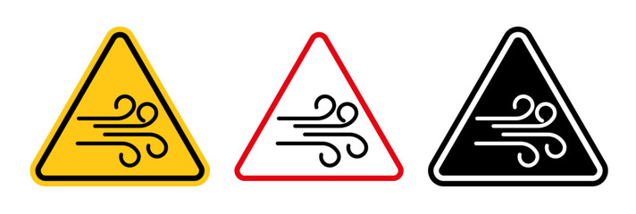 Wind Strength Caution Sign. Alert for Gale Force Winds. Yellow Warning Triangle for High Wind