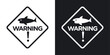 Warning of Shark Presence in Water. Shark Hazard Sign. Swimming Area Danger Alert