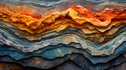 Wall Mural - Abstract background of multicolored layered layers of stone and sandstone