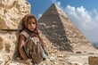 Mysterious Ancient egyptian pyramid child girl. Ancient worker. Generate Ai