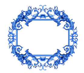 Wall Mural - Decorative frame for interior design and silk scarf in Baroque style