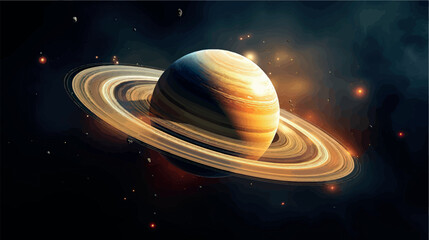 planet saturn in space realistic illustration. planet saturn vector close up. saturn poster, print, 