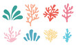 Seaweed alga marine sea plant aquatic reef isolated set. Vector flat graphic design illustration