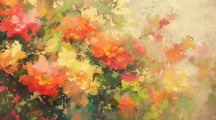 Poster - An abstract oil painting background that captures the ephemeral beauty of a floral garden.