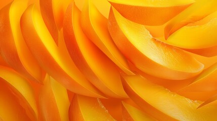 Wall Mural - A digital illustration showcasing various mango slices in different orientations, creating an abstract, artistic background.
