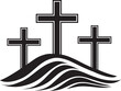 Three Christian Crosses on a Hill Illustration