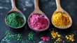 Culinary arts inspired colored powder with flavorful and gourmet elements