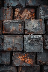 Wall Mural - a stack of raw iron ingots 