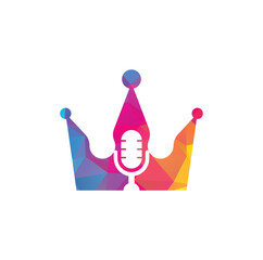 Canvas Print - Podcast king vector logo design. King music logo design concept.