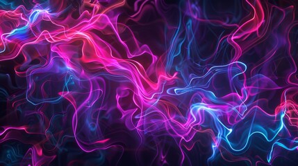 Wall Mural - Neon abstract expressionism art with glowing lines and electric colors.