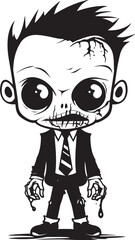 Canvas Print - Macabre Merriment Cartoon Zombie Logo Creepy Cuteness Cute Zombie Vector Icon