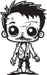 Sticker - Spooky Smiles Cute Zombie Vector Icon Eerily Endearing Creepy Cartoon Emblem