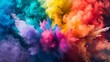 Spectacular colored powder burst representing a new beginning