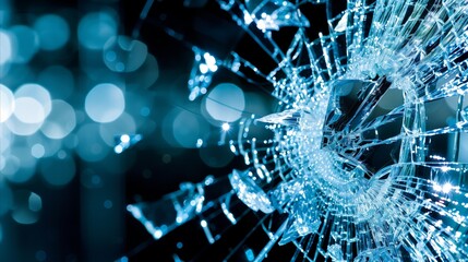 Close-up of shattered glass with intricate details