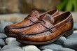 men leather brown shoes