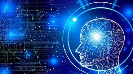 Wall Mural - futuristic depiction of machine learning and artificial intelligence