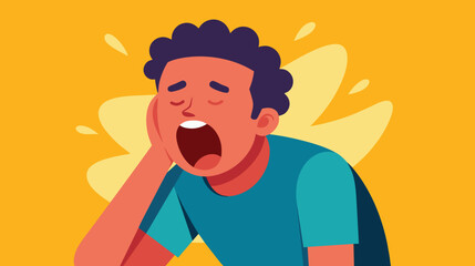 Man Yawning on a Bright Yellow Background