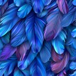 Blue Color Feathers Background, Rainbow Tint Colored Plumage, Scaly Wings Texture, Copy Space