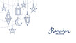Ramadan line corner decoration. Hanging lanterns, crescents, stars. Islamic celebration frame.