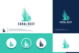 Fototapeta Fototapety do akwarium - coral reef logo , exotic underwater symbol, vector illustration.