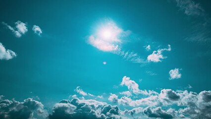 Wall Mural - From Day To Dusk Transition Timelapse. Gently Cloud Sky Blue Moving In Blue Sky Abstract Cloud. Abstract Light Blue Color. Natural Background Sky. Cloud Formation. Transition To Sunset Sky.