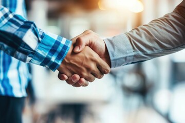 Wall Mural - business partners shaking hands in business casual attire