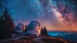 Astronomical observatories under starry skies