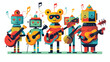 © Mishi - A group of cheerful robots playing music in a futur