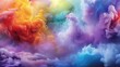 a multicolored cloud of smoke is shown in this image, it looks like it has a lot of smoke coming out of it.