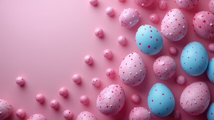 Wall Mural - a pink and blue background with lots of pink and blue speckles on the top of the eggs and the bottom of the eggs.