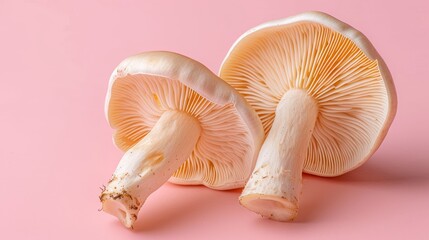 Wall Mural - Shiitake mushroom  lentinula edodes  on soft pastel colored background for a delicate look