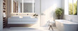 © *Lara* - Interior of a modern bathroom of light color with a bath and an area for personal hygiene.
