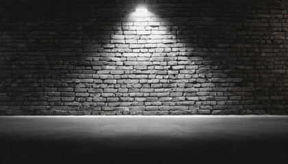 Aufkleber - A  black brick wall with black textured background and light shining on it, for product presentation, template, banner or presentation page and web banner