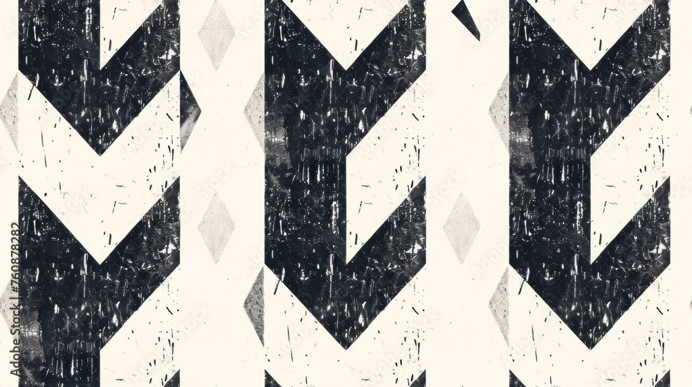 A visually striking black and white pattern featuring a series of sharp ...