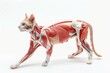 cat anatomy showing body muscular system visible isolated on solid white background