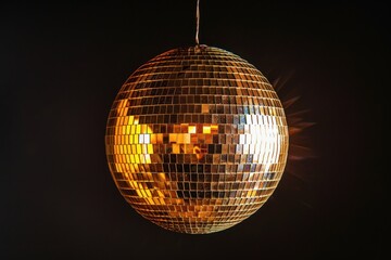 Wall Mural - Sparkling disco ball. Night party isolated black background