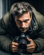 © Natalia - A man with a camera in his hand. Generative AI.