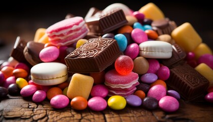 high resolution image depicting an array of colorful candies and sweets set against a visually appea