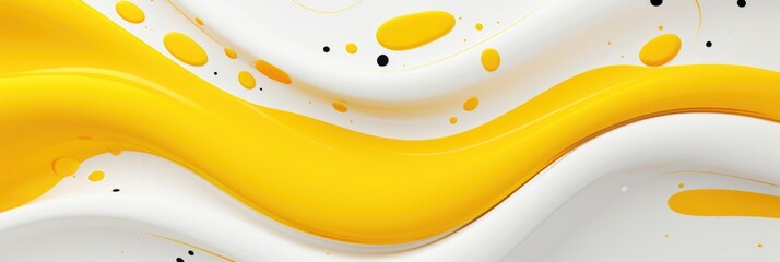 Wall Mural - Fluid Yellow Lines and Dots Abstract Background