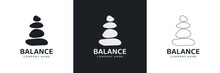 Zen Stones Logo Template Vector Illustration. Balance Rocks Logotype Concept. Smooth Pebble Signs Set For Spa, Wellness, Beauty Designs, Business Cards, Company Branding. Black, White Meditation Icons
