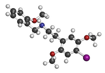 Sticker - 25I-NBOMe hallucinogenic designer drug molecule.