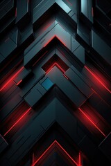 Wall Mural - Futuristic Neon Red and Black Geometric Shapes Background