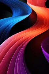 Wall Mural - Abstract Linear Wave in Vivid Pink, Purple, and Blue