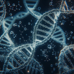 DNA Helix with Cells in a Molecular Structure