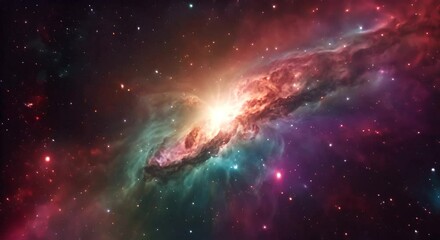 Wall Mural - flying in orion nebula is motion footage for scientific films and cinematic in space background for 