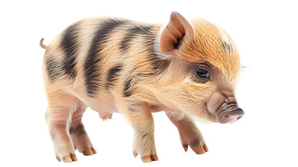 Wall Mural - Cute baby piglet isolated on a white background as transparent PNG, farm animal