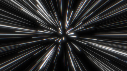 Wall Mural - through space, starfield. abstract particles, neon rays background.